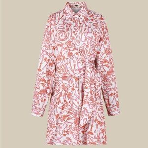 FRNCH Paris Juni Mini Wrap Dress Printed Belted Shirt Dress in XS